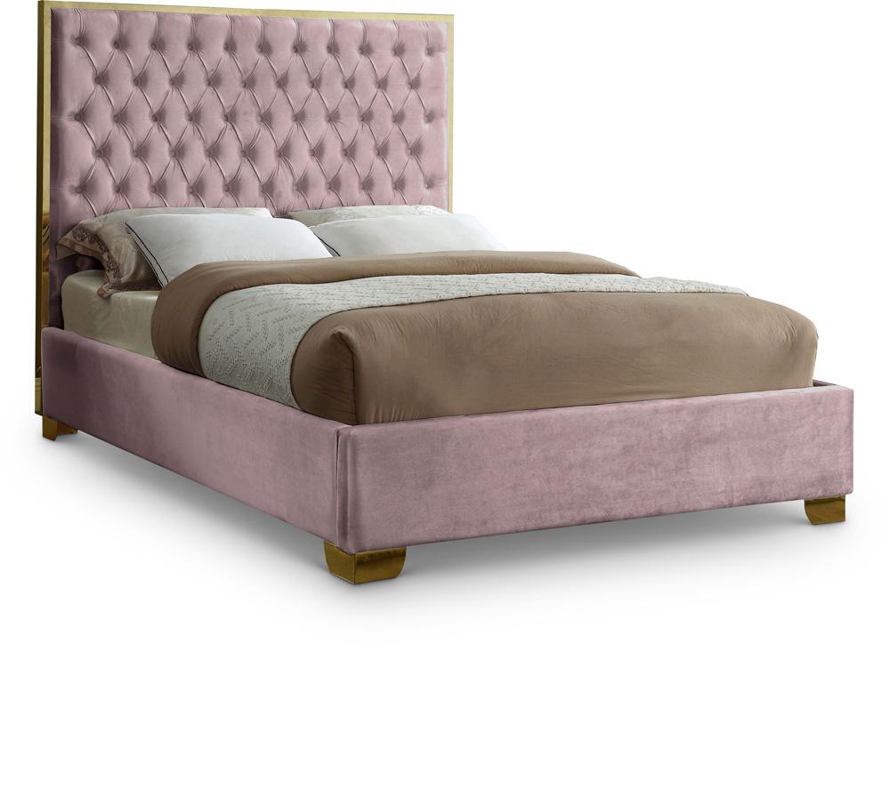 Meridian Furniture - Lana Pink Velvet Full Bed - LanaPink-F veiw 1
