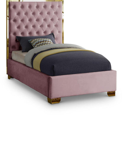 Meridian Furniture - Lana Pink Velvet Twin Bed - LanaPink-T veiw 1