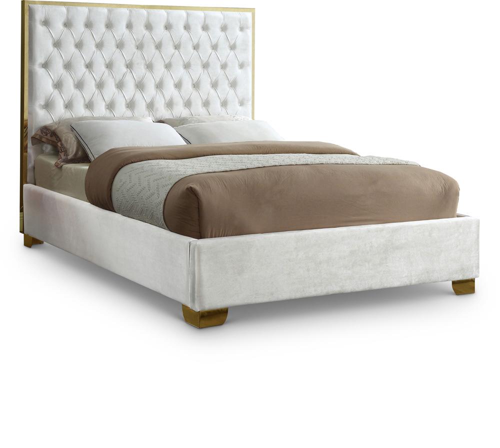 Meridian Furniture - Lana White Velvet King Bed - LanaWhite-K veiw 1