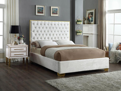 Meridian Furniture - Lana White Velvet Queen Bed - LanaWhite-Q veiw 2