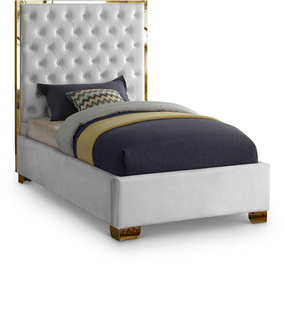 Meridian Furniture - Lana White Velvet Twin Bed - LanaWhite-T veiw 1