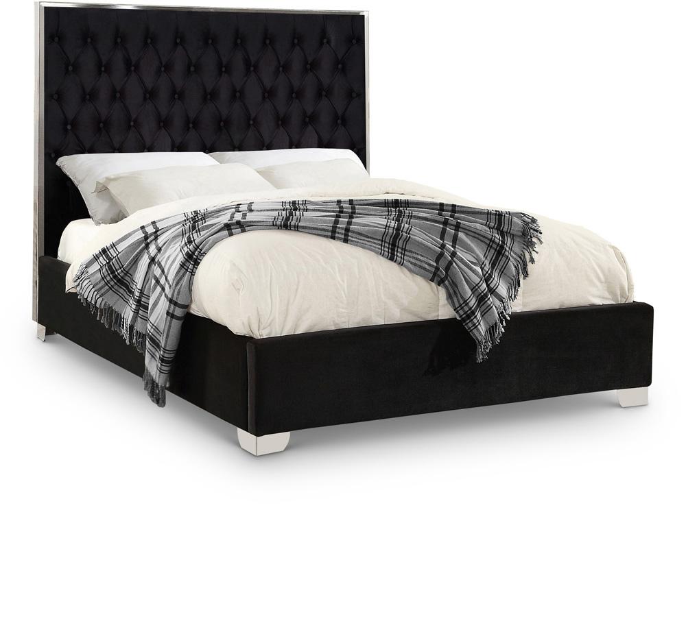 Meridian Furniture - Lexi Black Velvet Full Bed - LexiBlack-F veiw 1