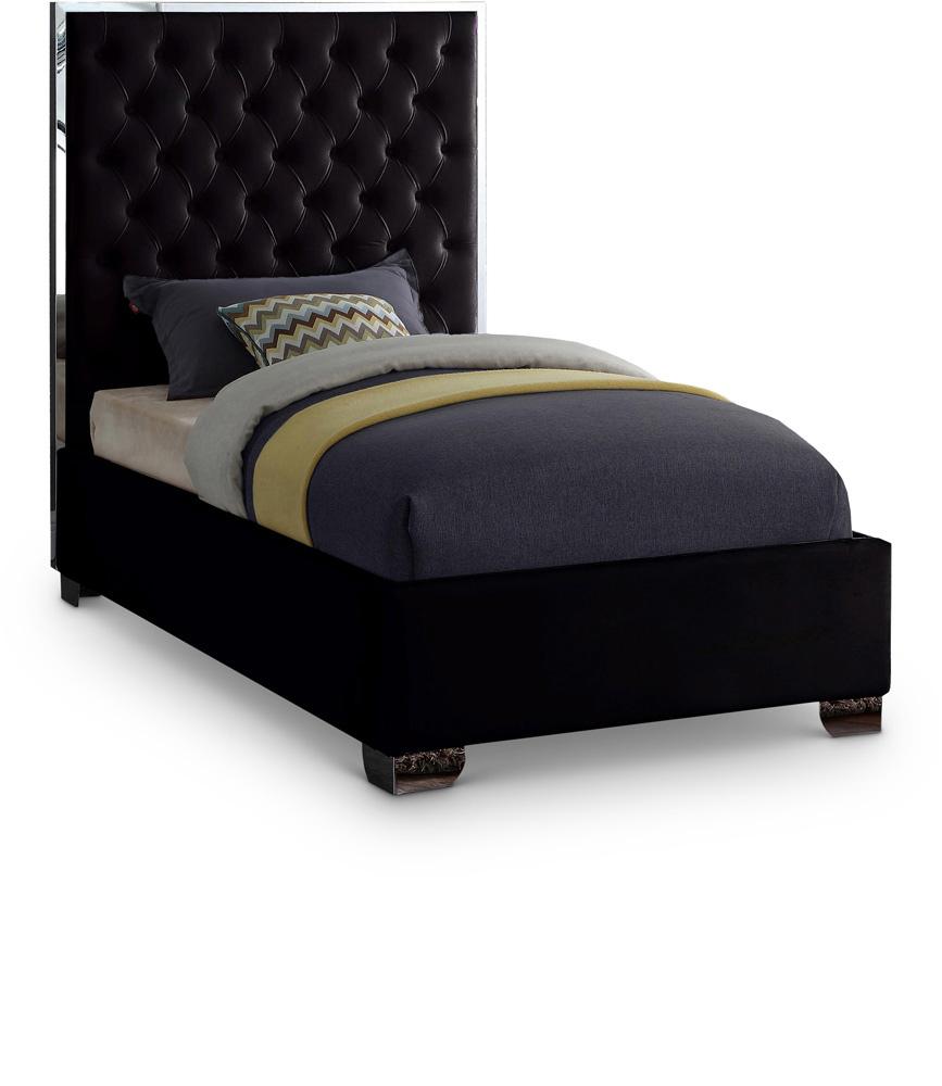 Meridian Furniture - Lexi Black Velvet Twin Bed - LexiBlack-T veiw 1