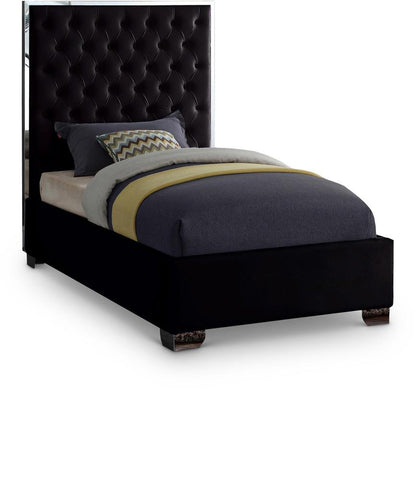 Meridian Furniture - Lexi Black Velvet Twin Bed - LexiBlack-T veiw 1