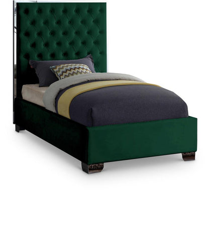 Meridian Furniture - Lexi Green Velvet Twin Bed - LexiGreen-T veiw 1