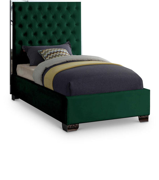 Meridian Furniture - Lexi Green Velvet Twin Bed - LexiGreen-T veiw 1