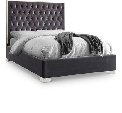Meridian Furniture - Lexi Grey Velvet King Bed - LexiGrey-K veiw 1