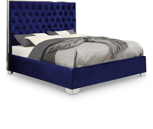 Meridian Furniture - Lexi Navy Velvet King Bed - LexiNavy-K veiw 1