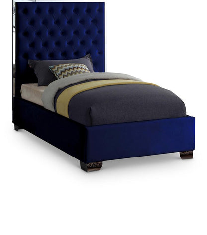 Meridian Furniture - Lexi Navy Velvet Twin Bed - LexiNavy-T veiw 1