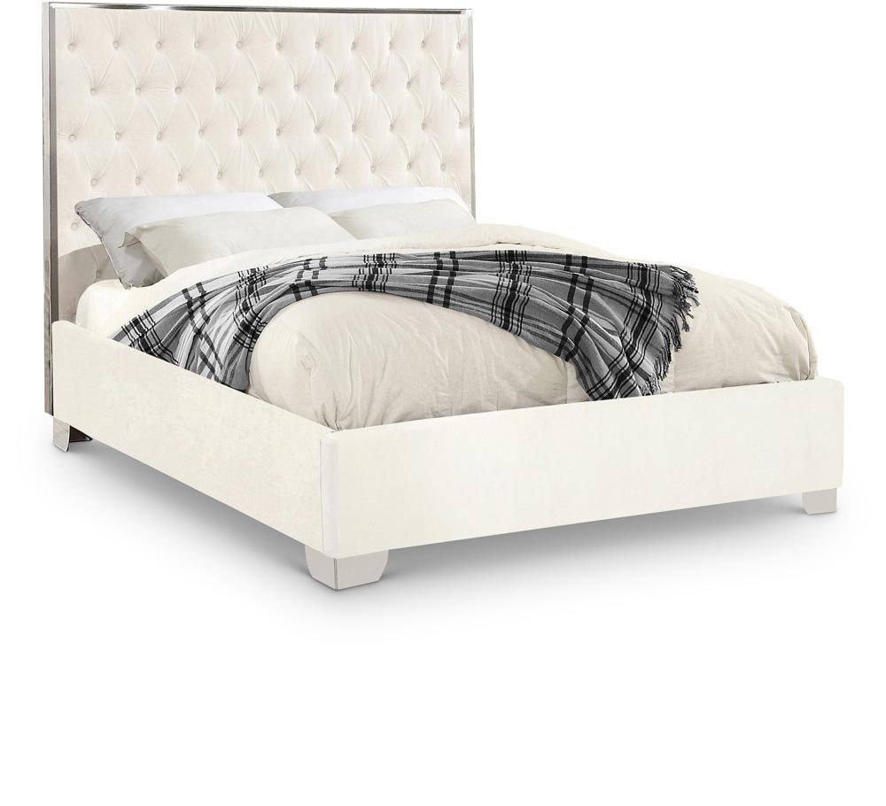 Meridian Furniture - Lexi White Velvet Full Bed - LexiWhite-F veiw 1