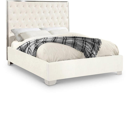 Meridian Furniture - Lexi White Velvet King Bed - LexiWhite-K veiw 1
