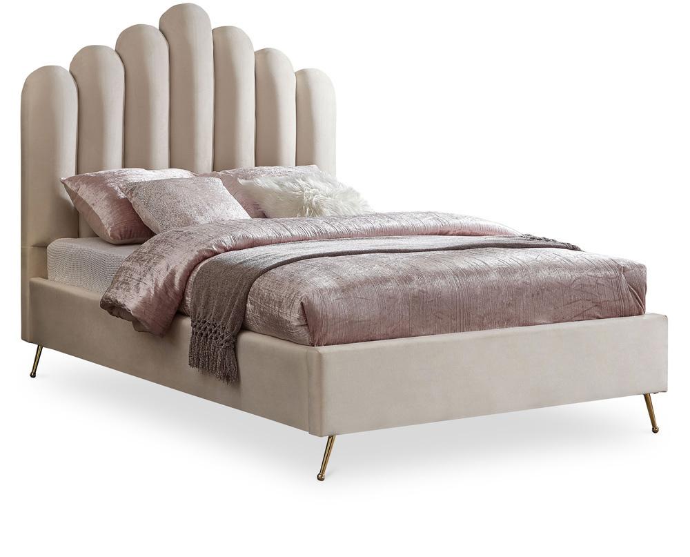 Meridian Furniture - Lily Cream Velvet Full Bed - LilyCream-F veiw 1