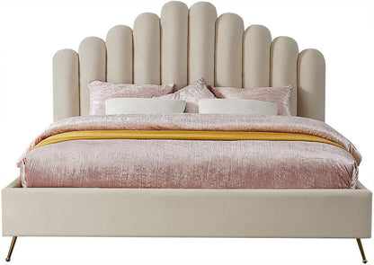 Meridian Furniture - Lily Cream Velvet King Bed - LilyCream-K veiw 3