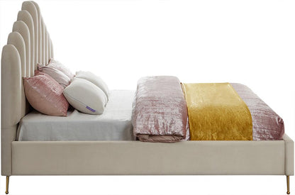 Meridian Furniture - Lily Cream Velvet King Bed - LilyCream-K veiw 4