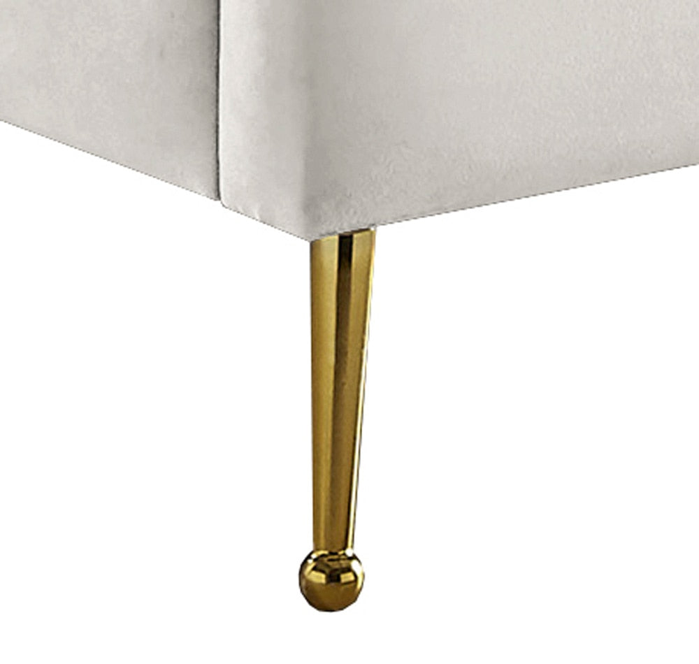 Meridian Furniture - Lily Cream Velvet Twin Bed - LilyCream-T veiw 5
