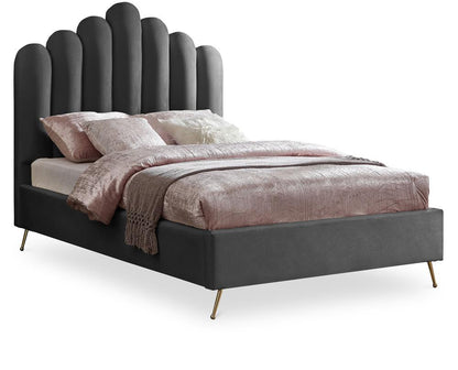 Meridian Furniture - Lily Grey Velvet Full Bed - LilyGrey-F veiw 1