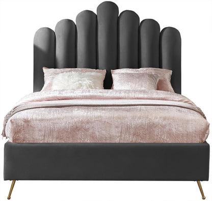 Meridian Furniture - Lily Grey Velvet Full Bed - LilyGrey-F veiw 3