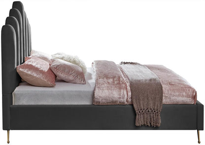 Meridian Furniture - Lily Grey Velvet Full Bed - LilyGrey-F veiw 4