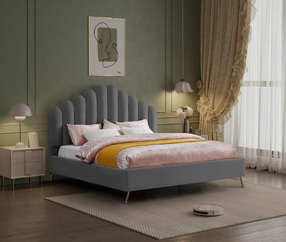 Meridian Furniture - Lily Grey Velvet King Bed - LilyGrey-K veiw 2