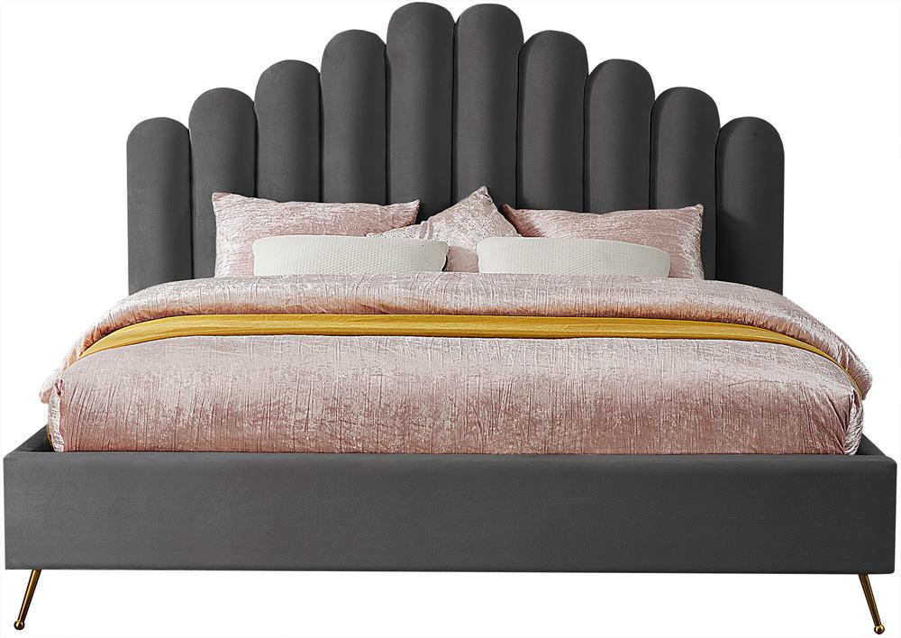 Meridian Furniture - Lily Grey Velvet King Bed - LilyGrey-K veiw 3