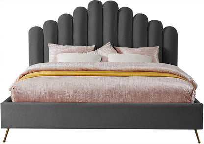 Meridian Furniture - Lily Grey Velvet King Bed - LilyGrey-K veiw 3