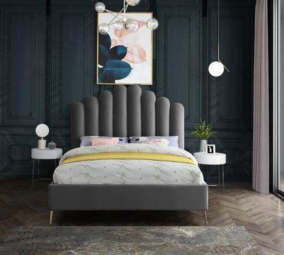 Meridian Furniture - Lily Grey Velvet Queen Bed - LilyGrey-Q veiw 4