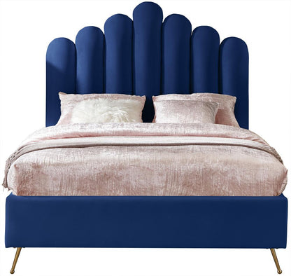 Meridian Furniture - Lily Navy Velvet Full Bed - LilyNavy-F veiw 3