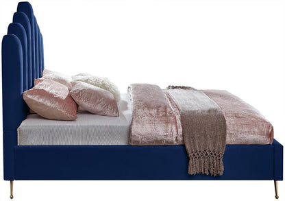 Meridian Furniture - Lily Navy Velvet Full Bed - LilyNavy-F veiw 4