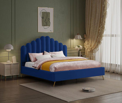 Meridian Furniture - Lily Navy Velvet King Bed - LilyNavy-K veiw 2