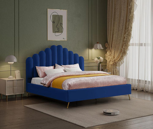 Meridian Furniture - Lily Navy Velvet King Bed - LilyNavy-K veiw 2