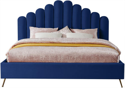 Meridian Furniture - Lily Navy Velvet King Bed - LilyNavy-K veiw 3