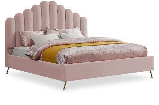 Meridian Furniture - Lily Pink Velvet King Bed - LilyPink-K veiw 1