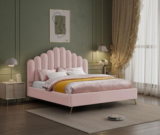 Meridian Furniture - Lily Pink Velvet King Bed - LilyPink-K veiw 2