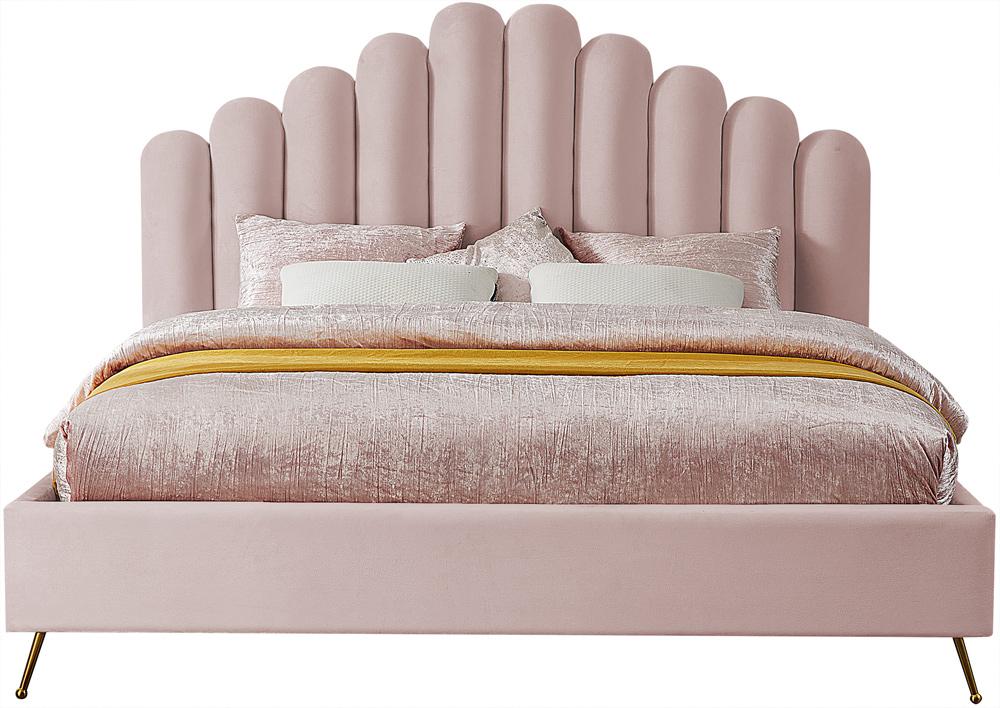 Meridian Furniture - Lily Pink Velvet King Bed - LilyPink-K veiw 3