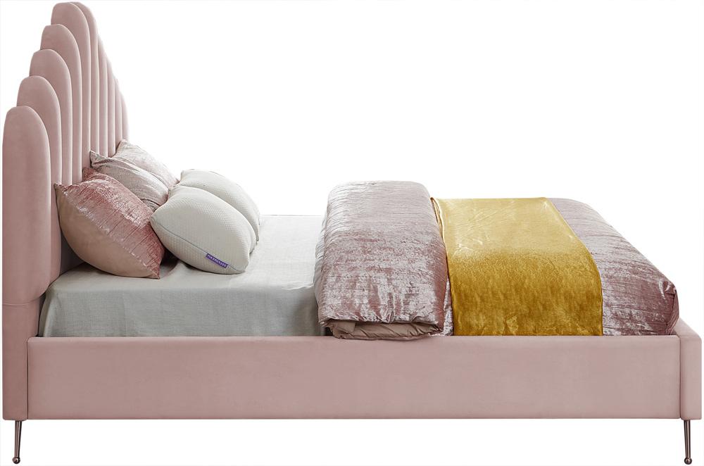 Meridian Furniture - Lily Pink Velvet King Bed - LilyPink-K veiw 4