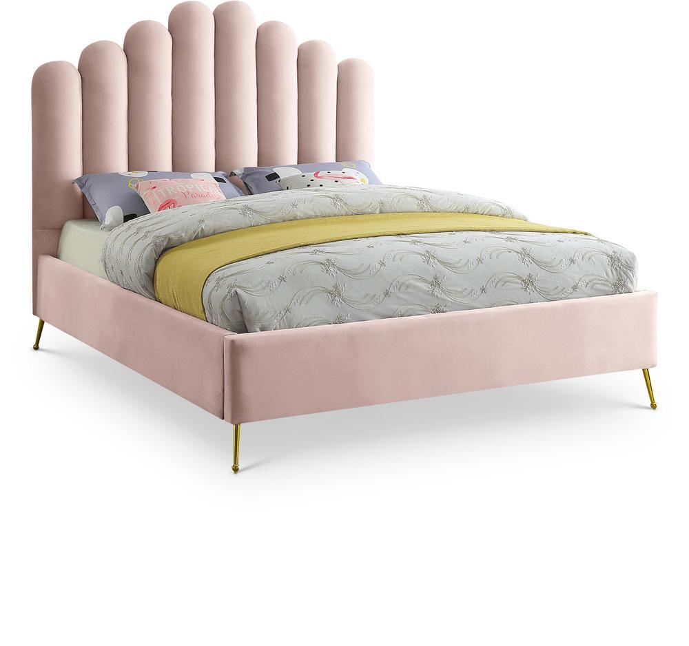 Meridian Furniture - Lily Pink Velvet Queen Bed - LilyPink-Q veiw 1