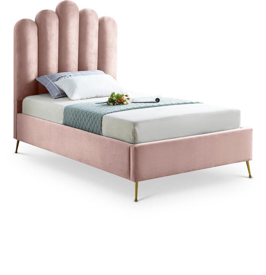 Meridian Furniture - Lily Pink Velvet Twin Bed - LilyPink-T veiw 1
