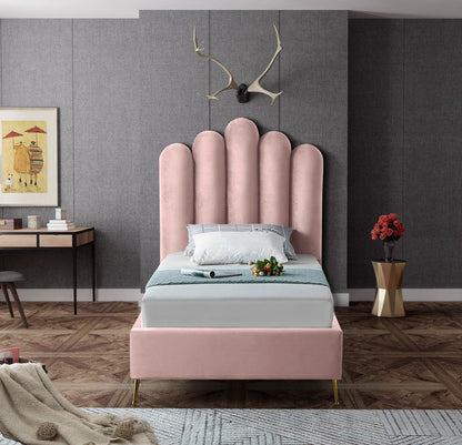 Meridian Furniture - Lily Pink Velvet Twin Bed - LilyPink-T veiw 4