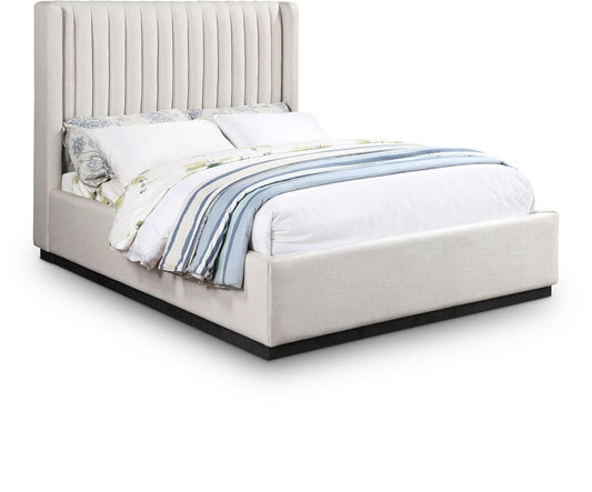 Meridian Furniture - Logan Beige Linen Textured Fabric Full Bed - LoganBeige-F veiw 1