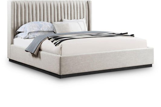 Meridian Furniture - Logan Beige Linen Textured Fabric King Bed - LoganBeige-K veiw 1