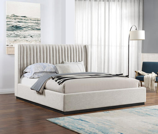Meridian Furniture - Logan Beige Linen Textured Fabric King Bed - LoganBeige-K veiw 2