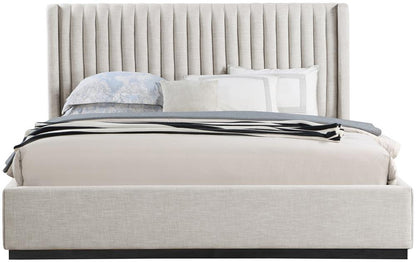 Meridian Furniture - Logan Beige Linen Textured Fabric King Bed - LoganBeige-K veiw 3