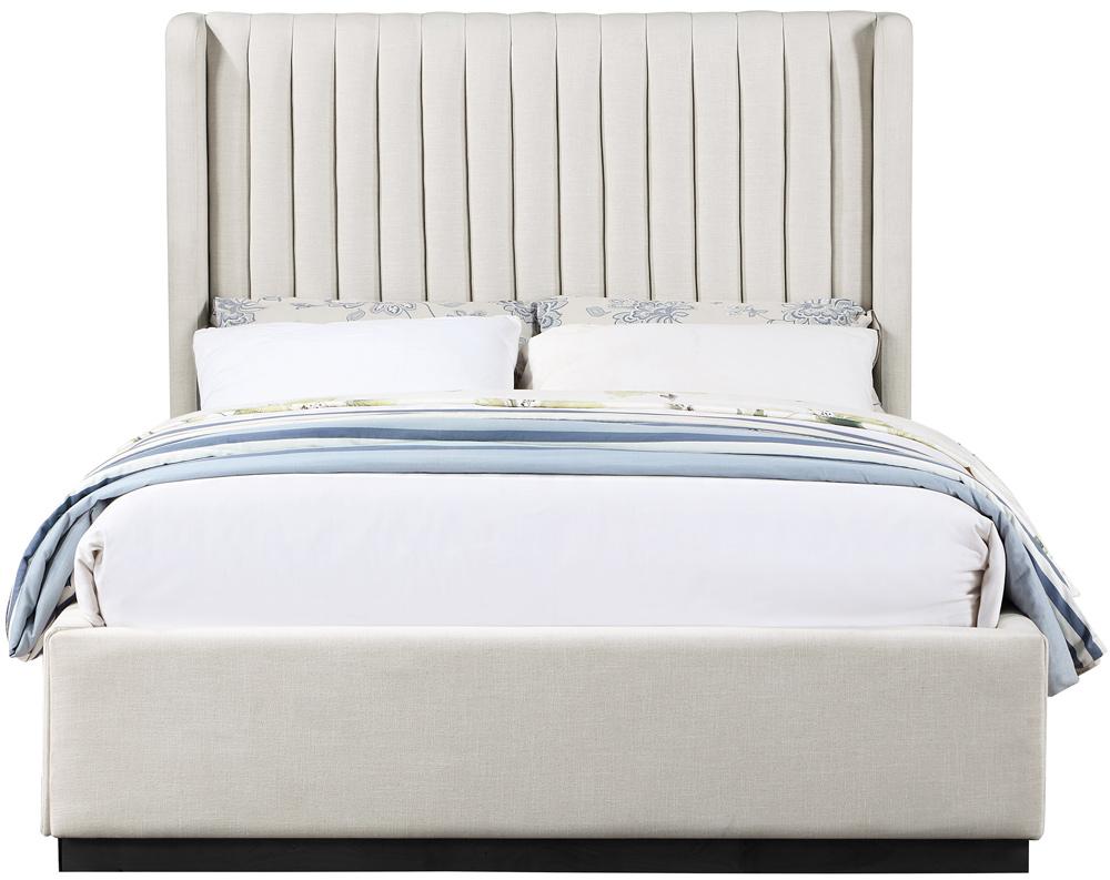 Meridian Furniture - Logan Beige Linen Textured Fabric Queen Bed - LoganBeige-Q veiw 3