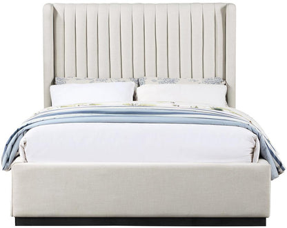 Meridian Furniture - Logan Beige Linen Textured Fabric Queen Bed - LoganBeige-Q veiw 3