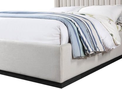 Meridian Furniture - Logan Beige Linen Textured Fabric Queen Bed - LoganBeige-Q veiw 6