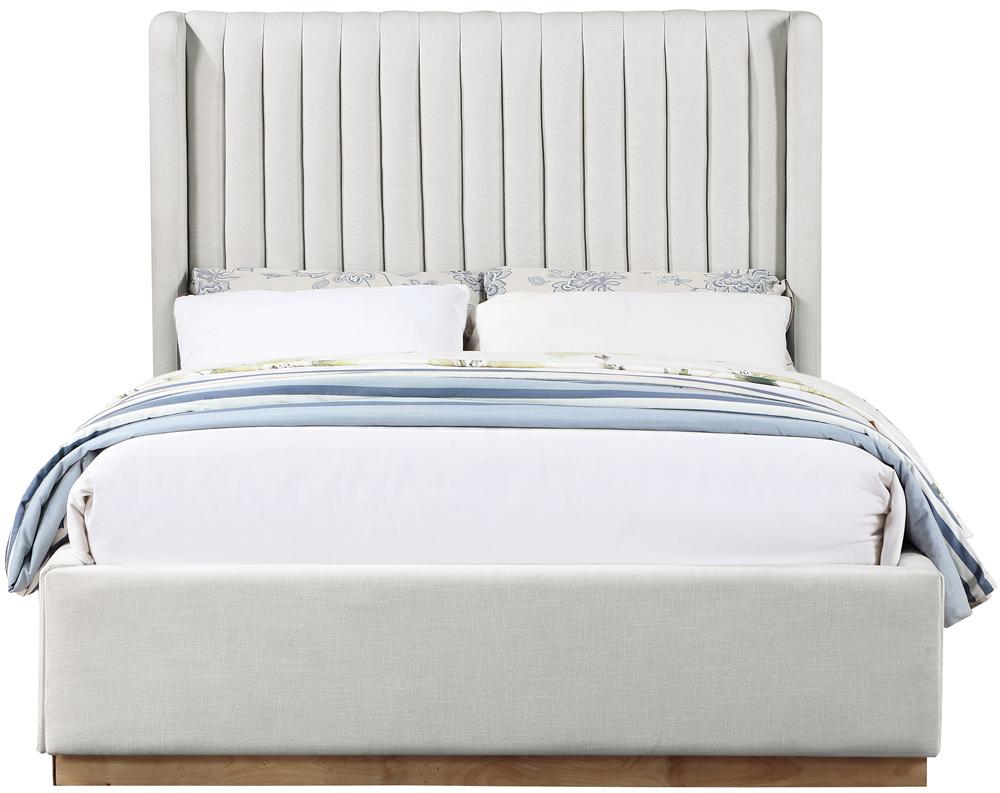Meridian Furniture - Logan Cream Linen Textured Fabric Full Bed - LoganCream-F veiw 3