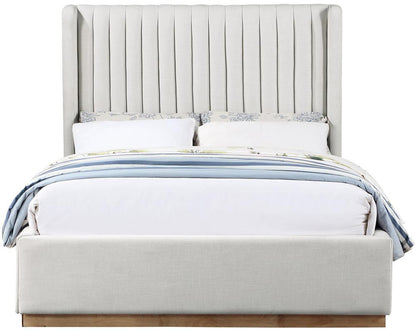 Meridian Furniture - Logan Cream Linen Textured Fabric Full Bed - LoganCream-F veiw 3