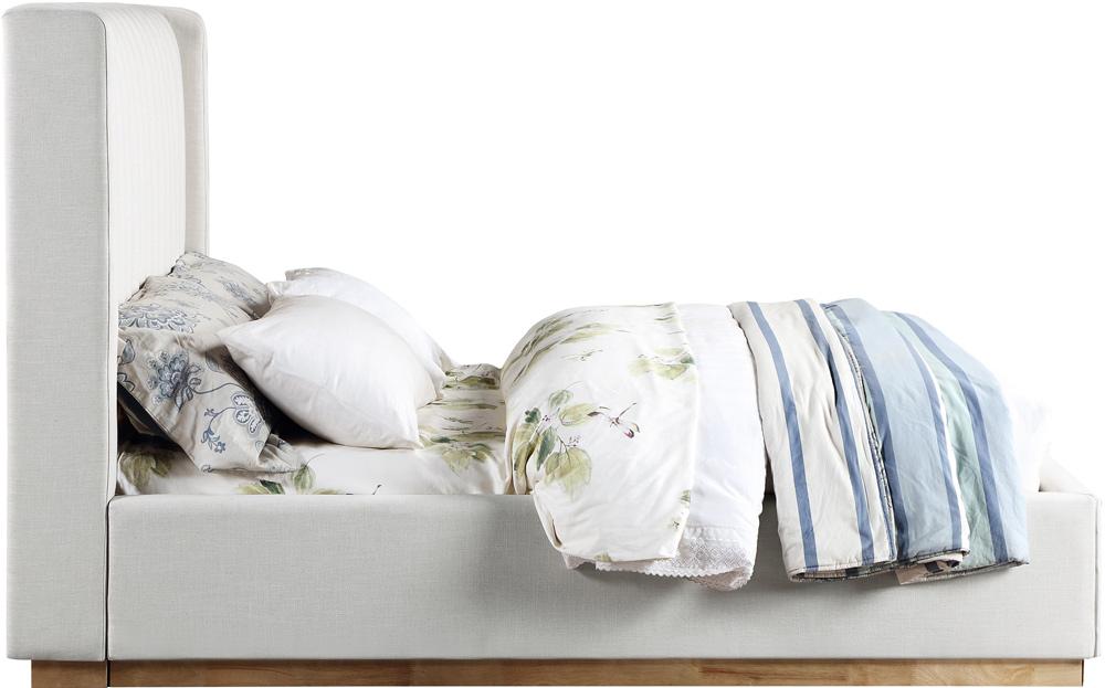Meridian Furniture - Logan Cream Linen Textured Fabric Full Bed - LoganCream-F veiw 4