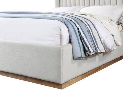 Meridian Furniture - Logan Cream Linen Textured Fabric Full Bed - LoganCream-F veiw 6