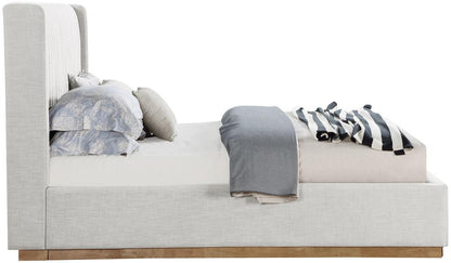 Meridian Furniture - Logan Cream Linen Textured Fabric King Bed - LoganCream-K veiw 4